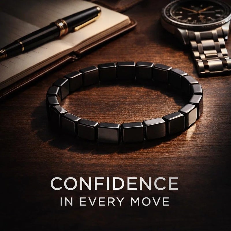 Hemios Hematite Bracelet Men - Reignites Masculine Energy, Natural Hematite Stone Beaded Stretch Healing Bracelets Reclaim Your Edge & Confidence - Image 3